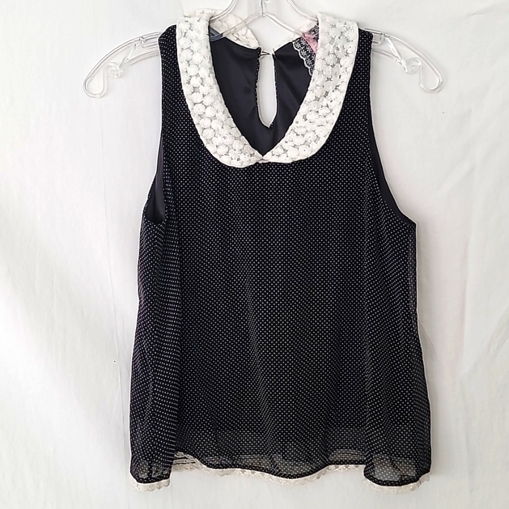 Mauve Black & White Polka Dot Tank Top